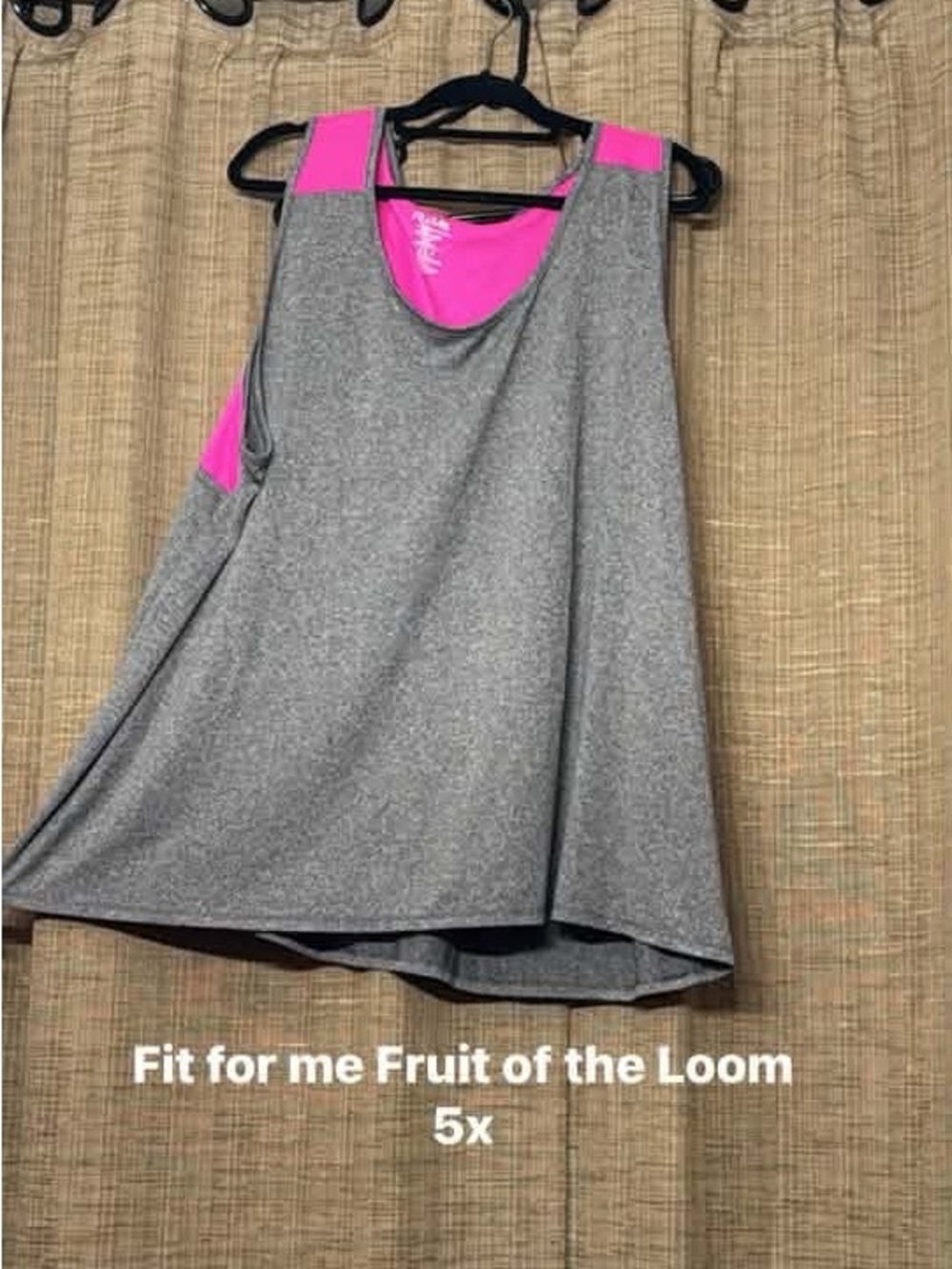 Fruit of the Loom Gray Tank Top with Bright Pink Accents